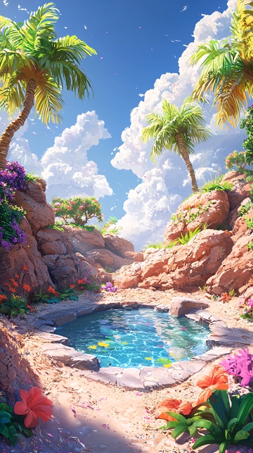 热带岛屿的宁静泳池