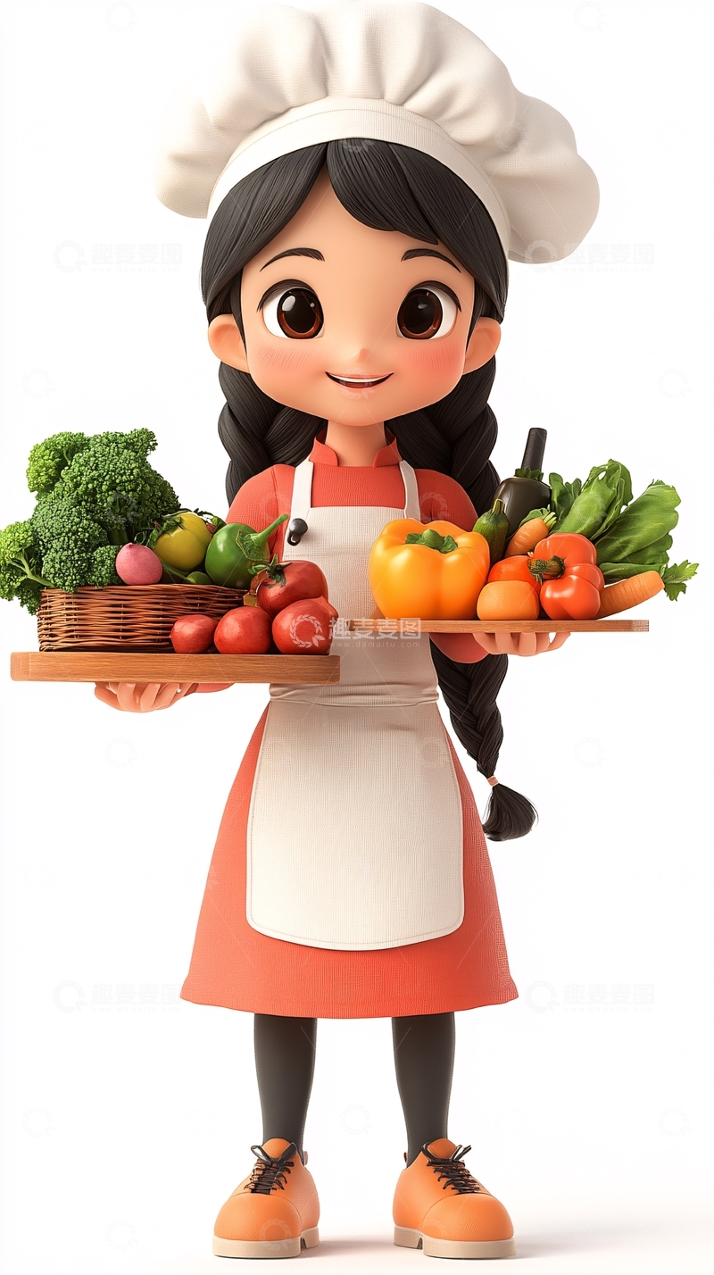 高清大图下载【趣麦麦图】卡通厨师女孩