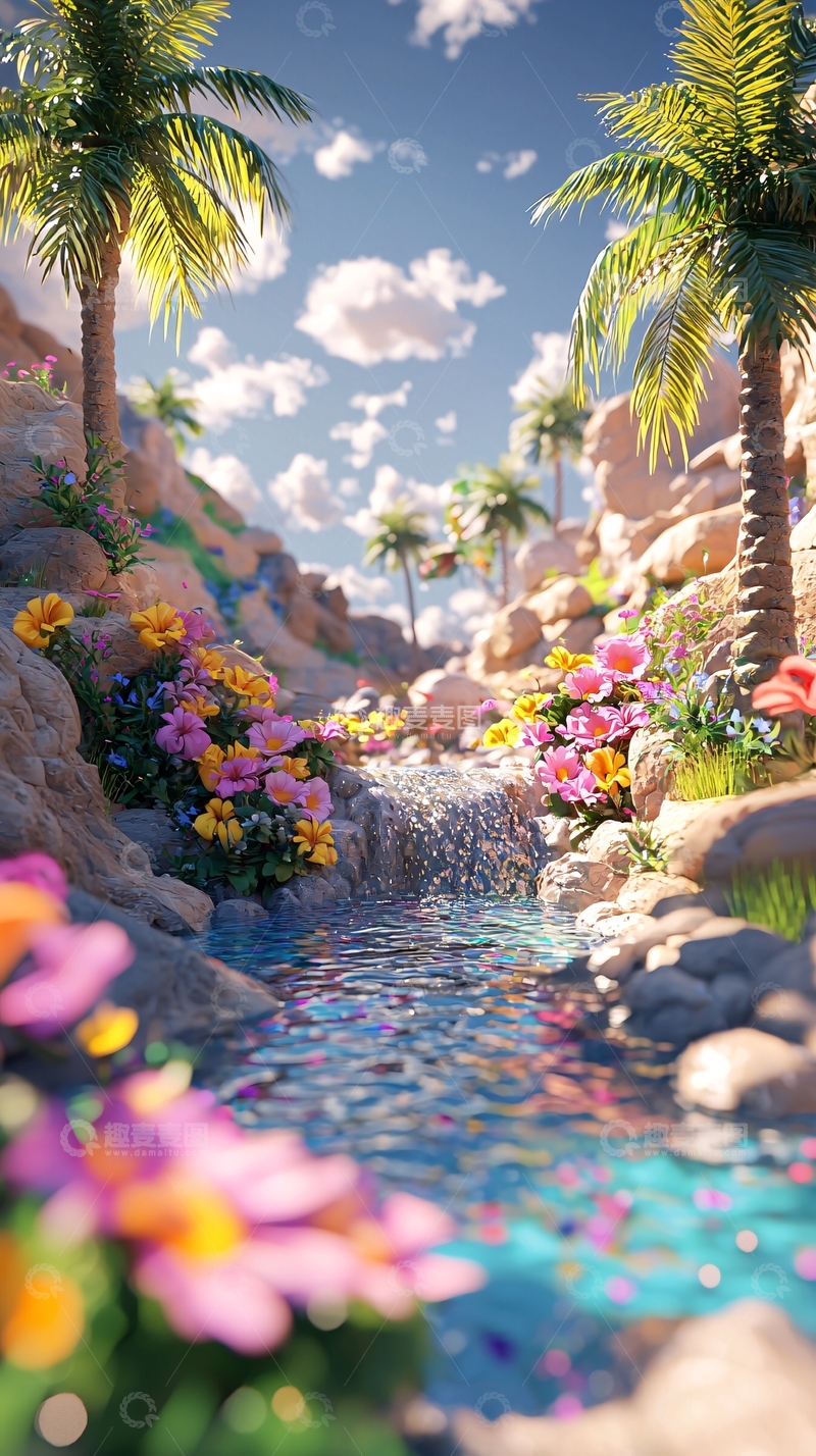 高清大图下载【趣麦麦图】梦幻峡谷溪流