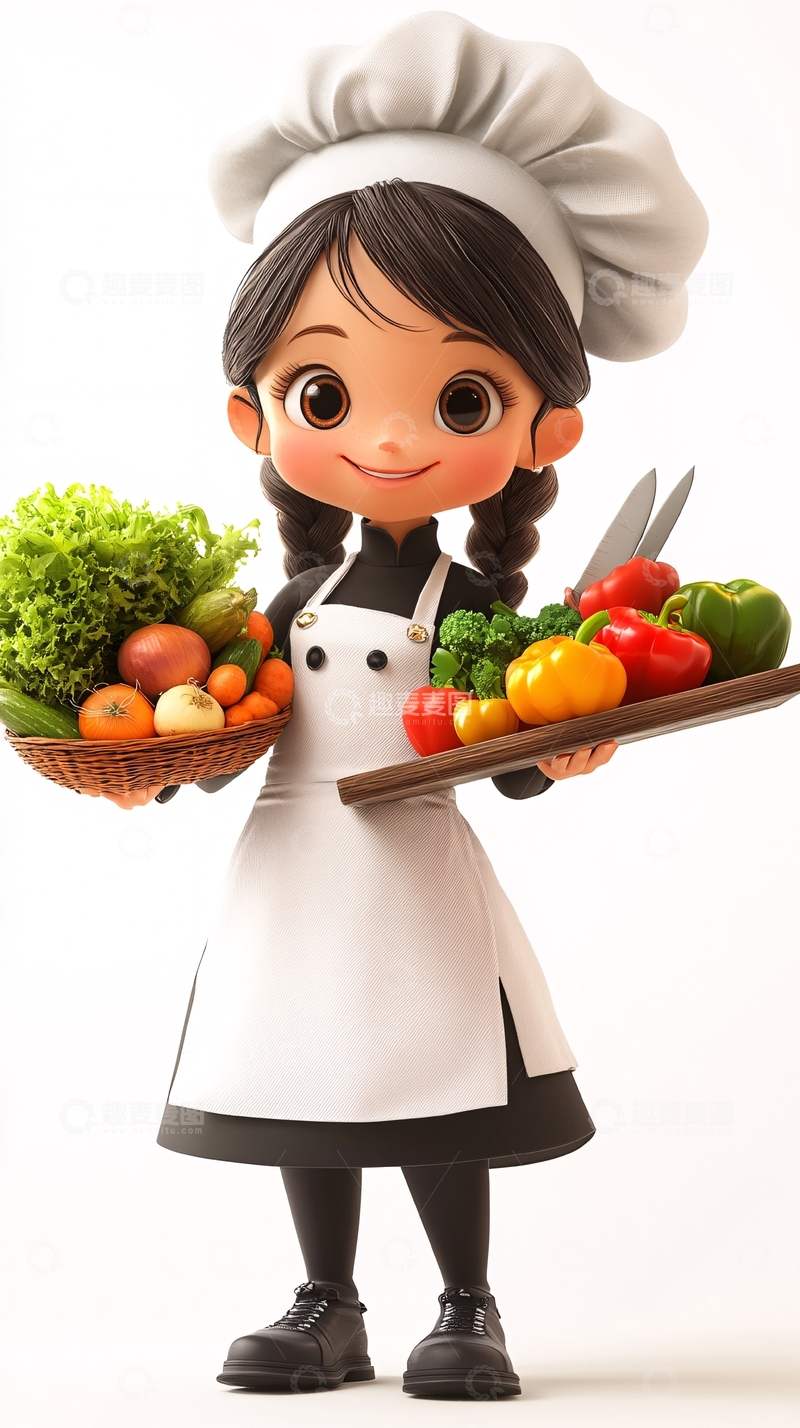 高清大图下载【趣麦麦图】可爱卡通厨师女孩