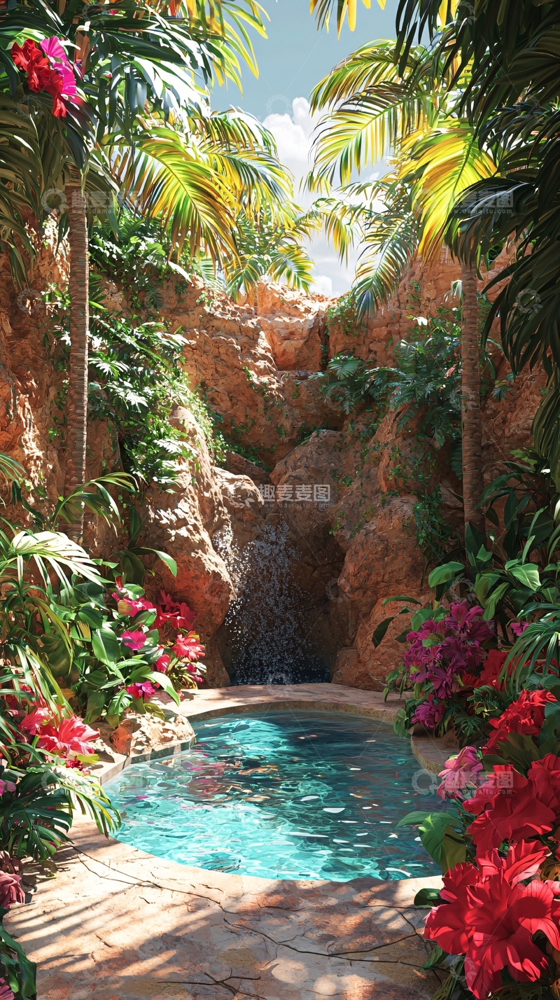 高清大图下载【趣麦麦图】热带雨林风格泳池