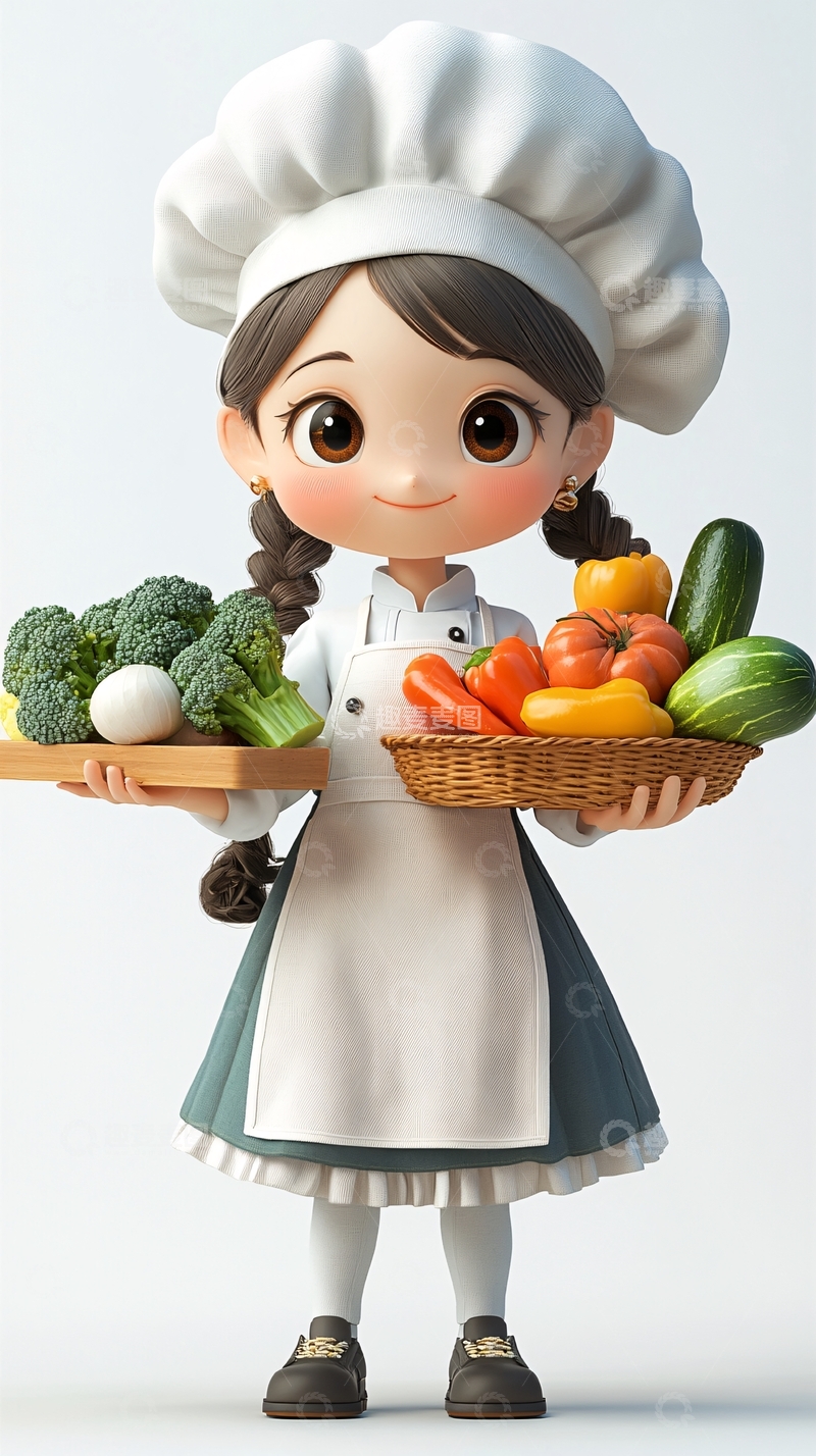 高清大图下载【趣麦麦图】可爱卡通厨师女孩