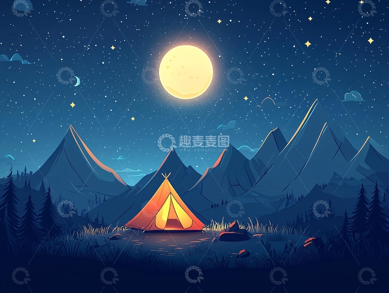 高清大图下载【趣麦麦图】星空下帐篷