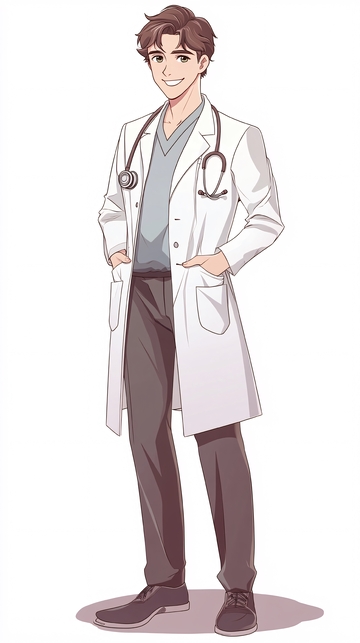 微笑的卡通男医生