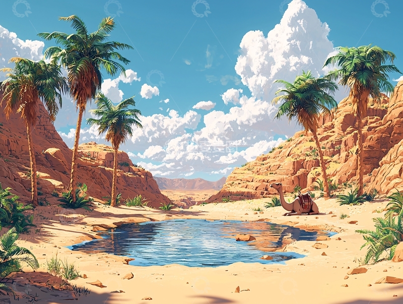 高清大图下载【趣麦麦图】沙漠绿洲