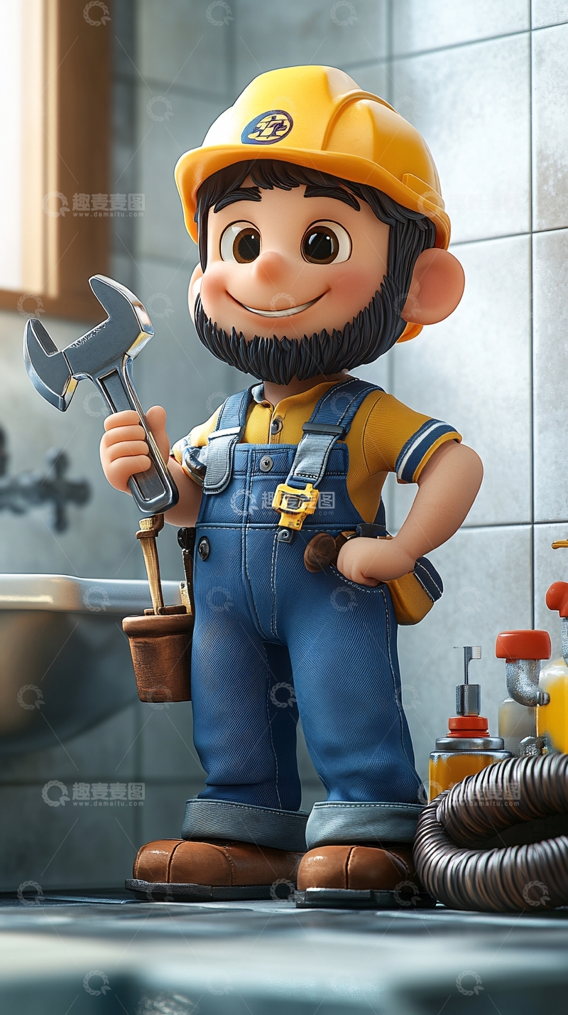 高清大图下载【趣麦麦图】卡通修理工