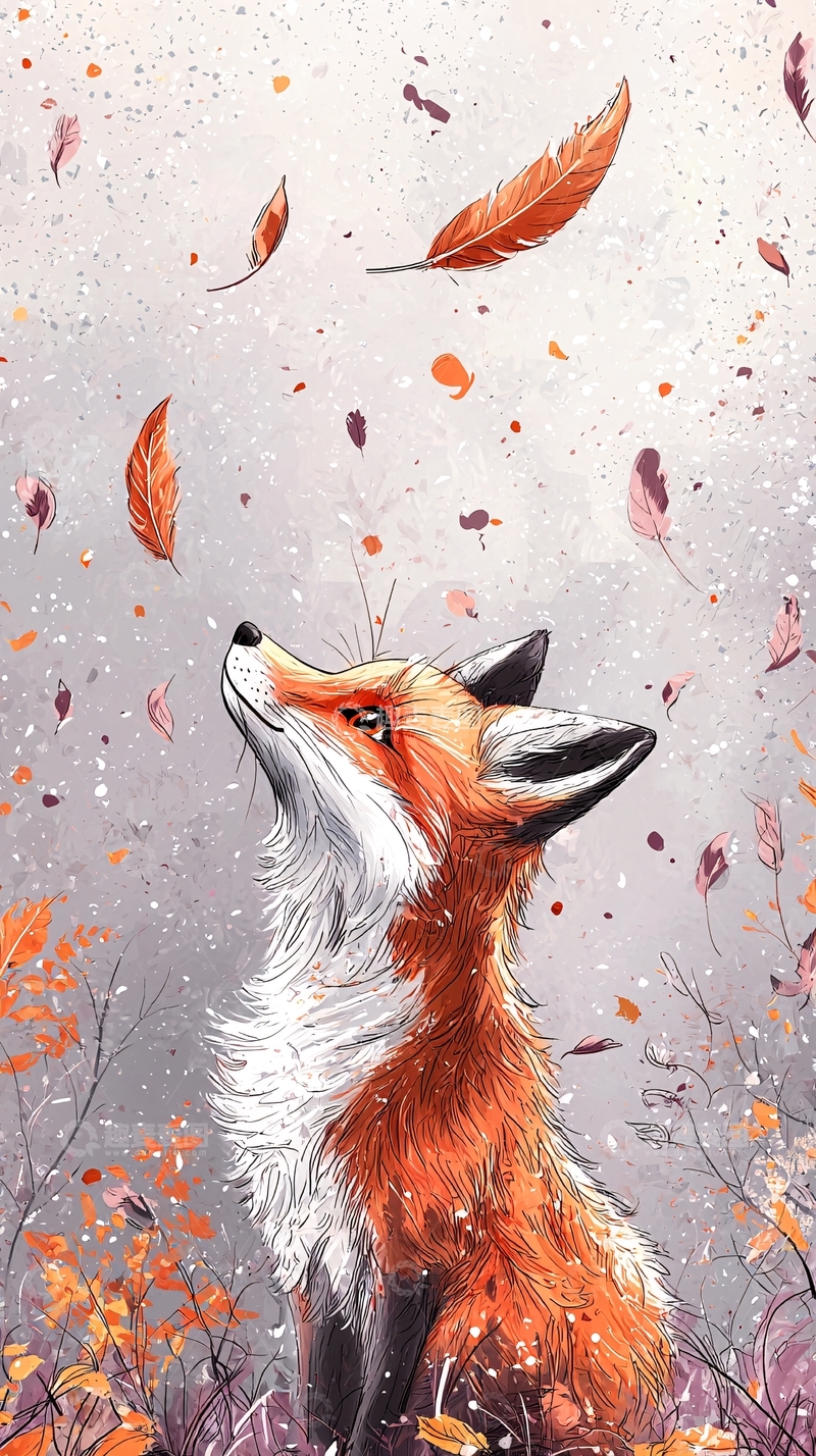 高清大图下载【趣麦麦图】仰望天空的狐狸