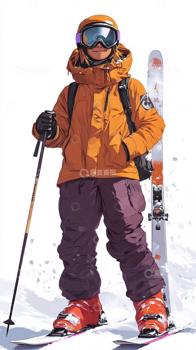 高清大图下载【趣麦麦图】滑雪女孩