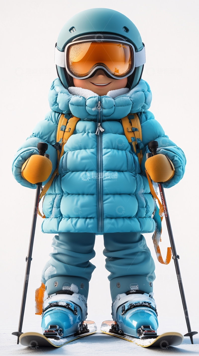 高清大图下载【趣麦麦图】卡通滑雪人物
