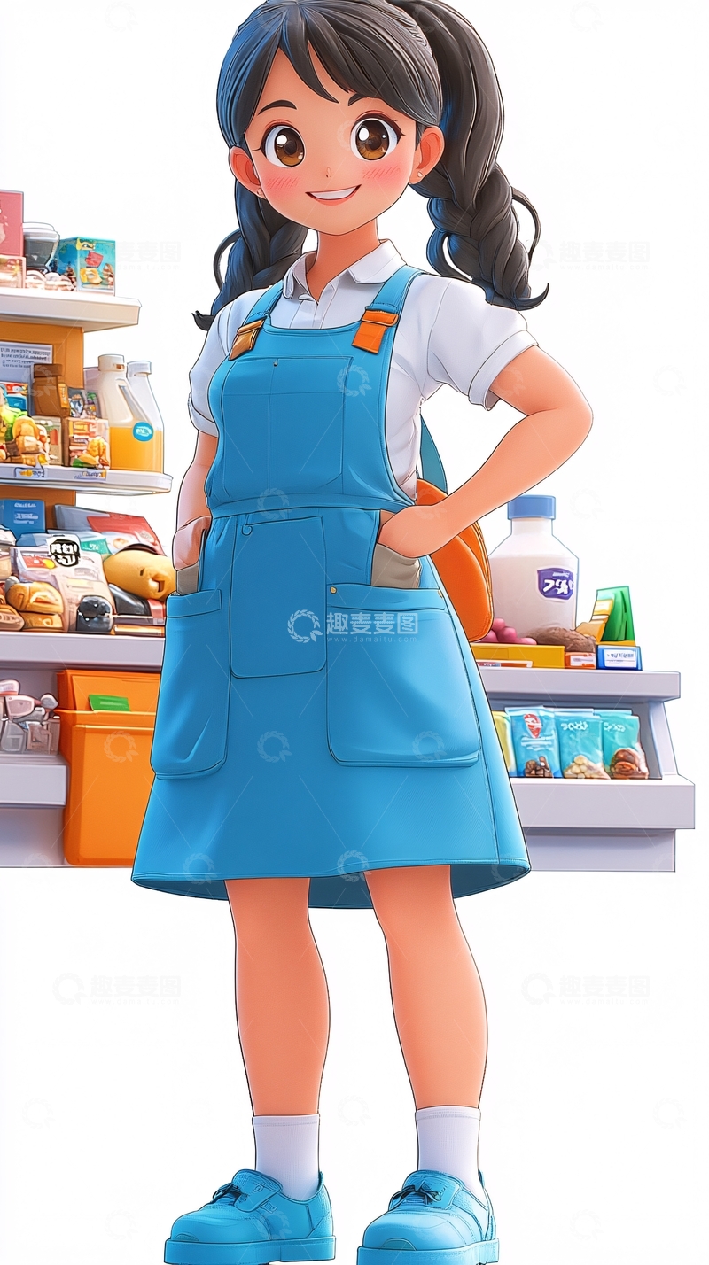 高清大图下载【趣麦麦图】可爱卡通女孩