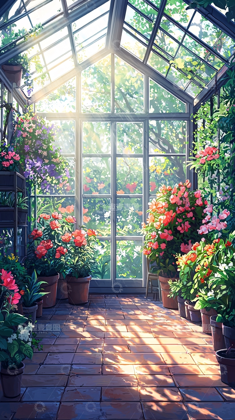 高清大图下载【趣麦麦图】阳光透过玻璃房顶