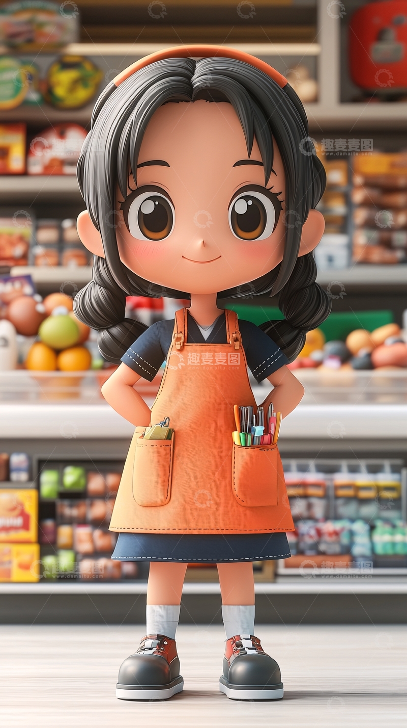 高清大图下载【趣麦麦图】可爱卡通女孩