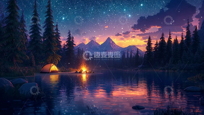 高清大图下载【趣麦麦图】星空下的营地