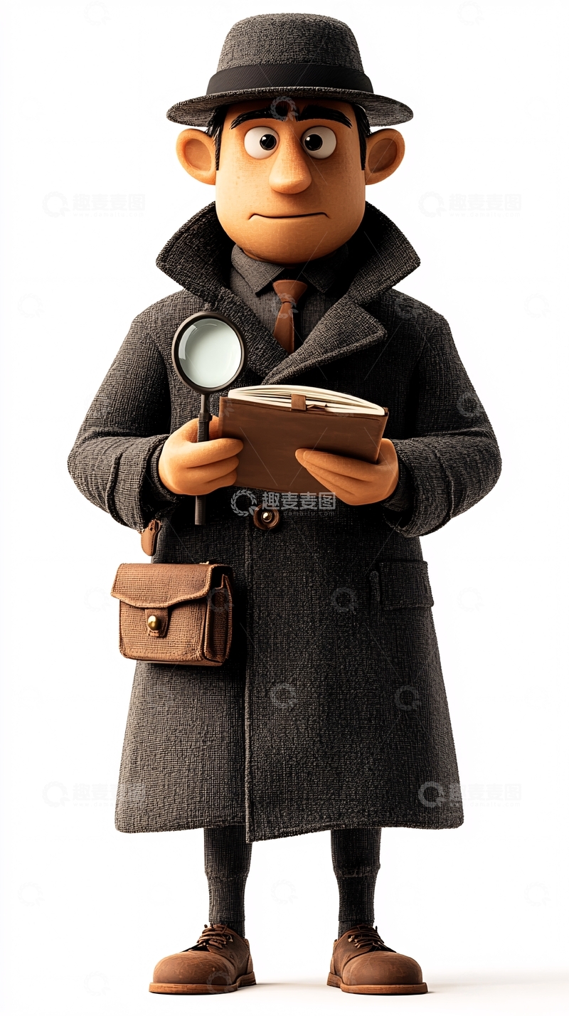 高清大图下载【趣麦麦图】卡通侦探