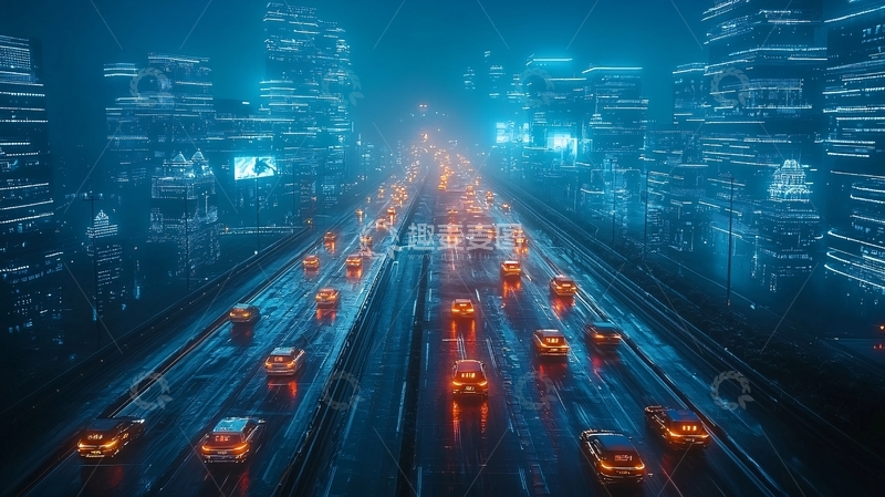 高清大图下载【趣麦麦图】未来都市夜景高速公路