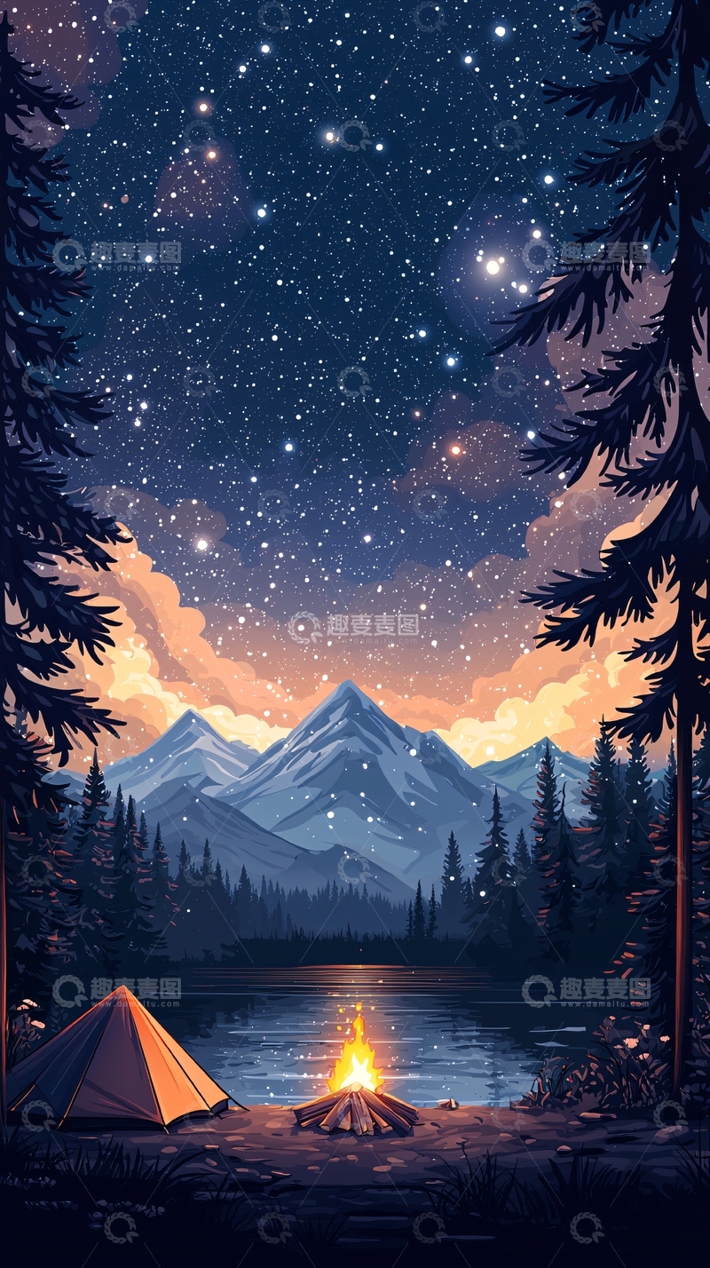 高清大图下载【趣麦麦图】星空营地