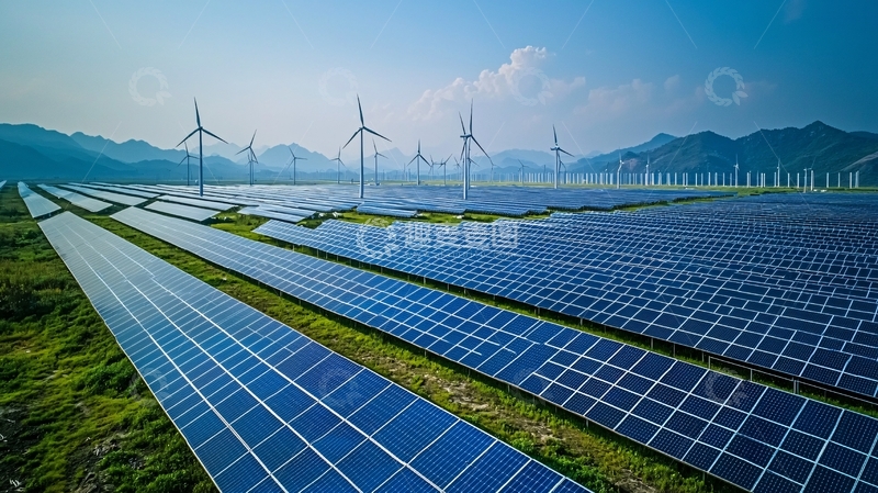 高清大图下载【趣麦麦图】风力发电与光伏电站