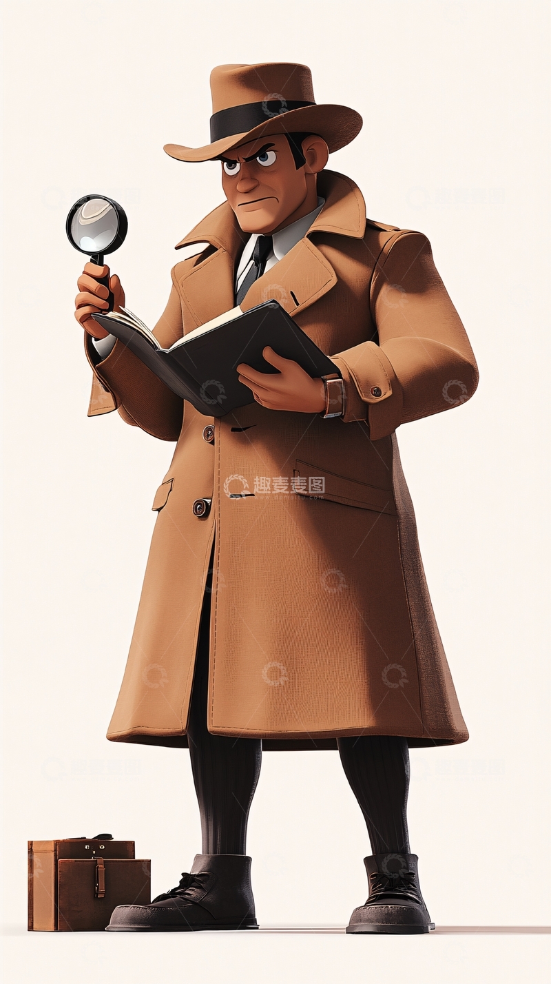 高清大图下载【趣麦麦图】卡通侦探