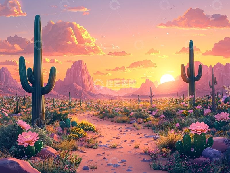 高清大图下载【趣麦麦图】沙漠日落