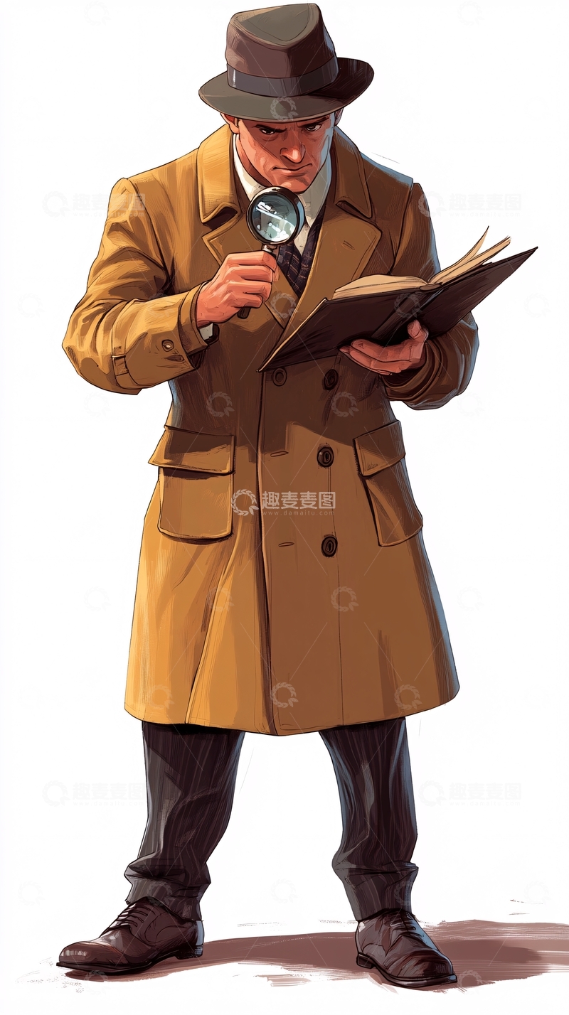 高清大图下载【趣麦麦图】穿着驼色大衣的侦探