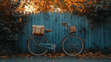 秋日老式自行车