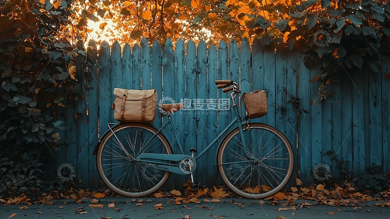 高清大图下载【趣麦麦图】秋日老式自行车