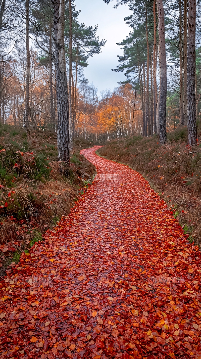 高清大图下载【趣麦麦图】秋日森林落叶小路