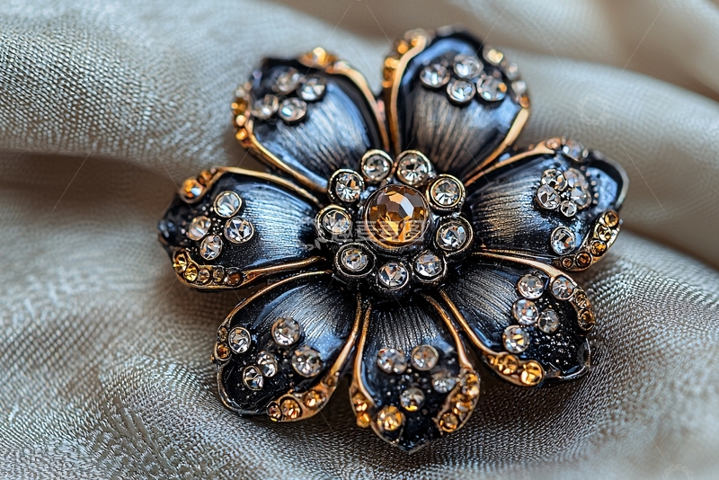 高清大图下载【趣麦麦图】精美花朵胸针特写