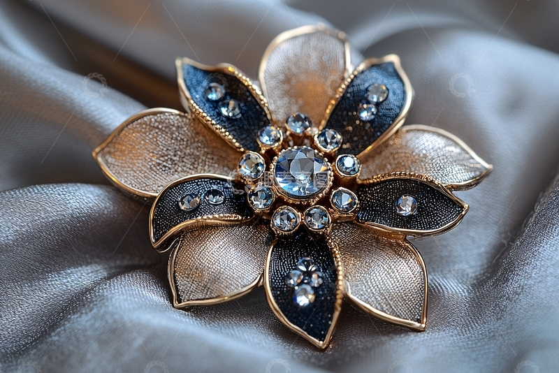 高清大图下载【趣麦麦图】金色花朵胸针