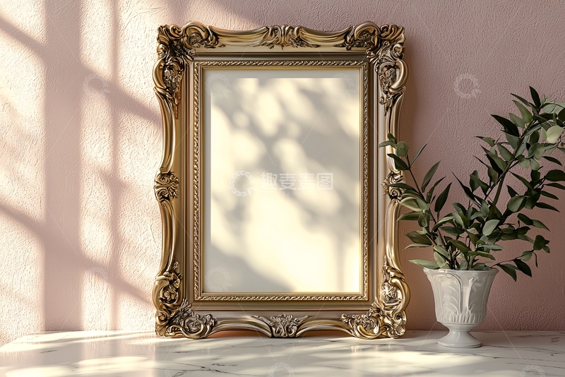 高清大图下载【趣麦麦图】金色相框