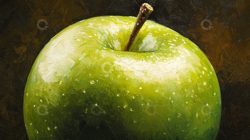 高清大图下载【趣麦麦图】油画风格的青苹果