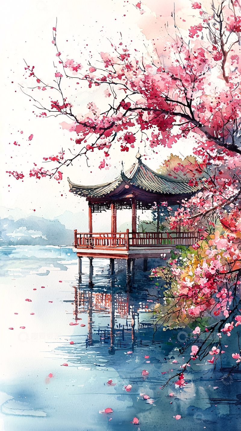 高清大图下载【趣麦麦图】水边亭台