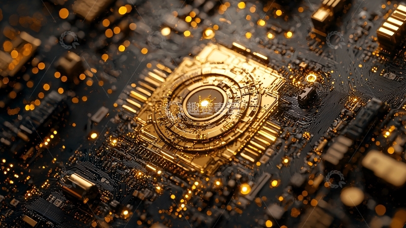 高清大图下载【趣麦麦图】金色电路板