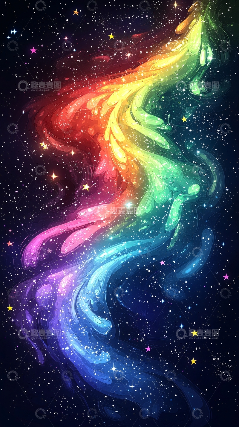 高清大图下载【趣麦麦图】彩色星空梦幻背景