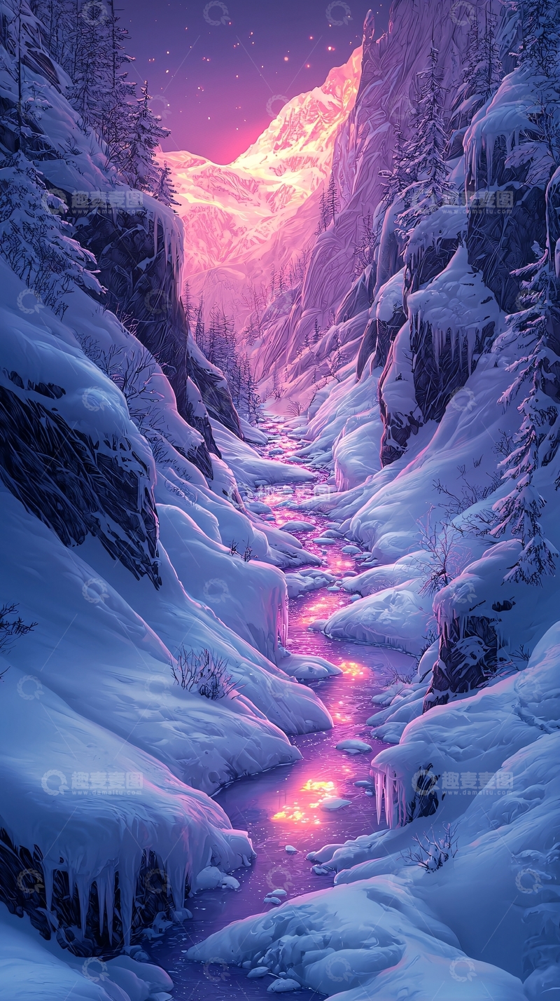 高清大图下载【趣麦麦图】梦幻冰雪峡谷