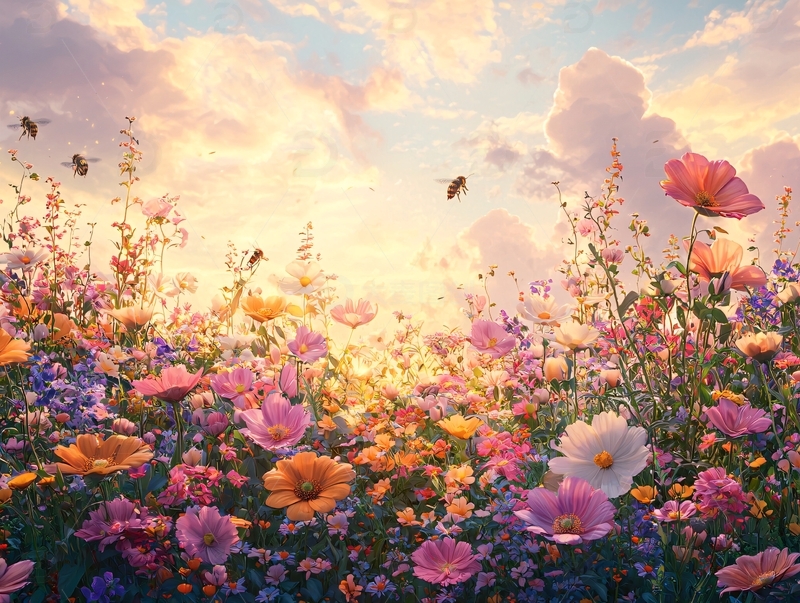 花朵盛开的田野