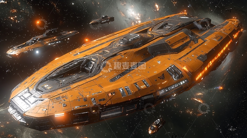 高清大图下载【趣麦麦图】橙色宇宙飞船