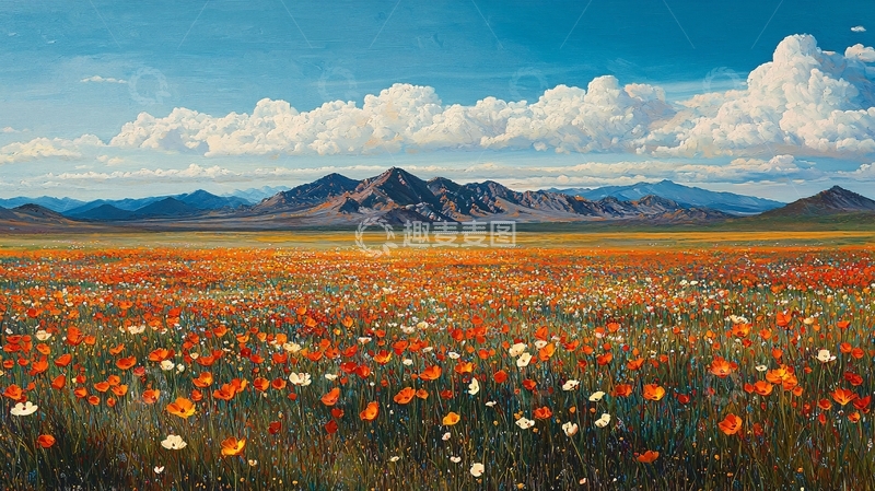 高清大图下载【趣麦麦图】鲜花盛开的山谷