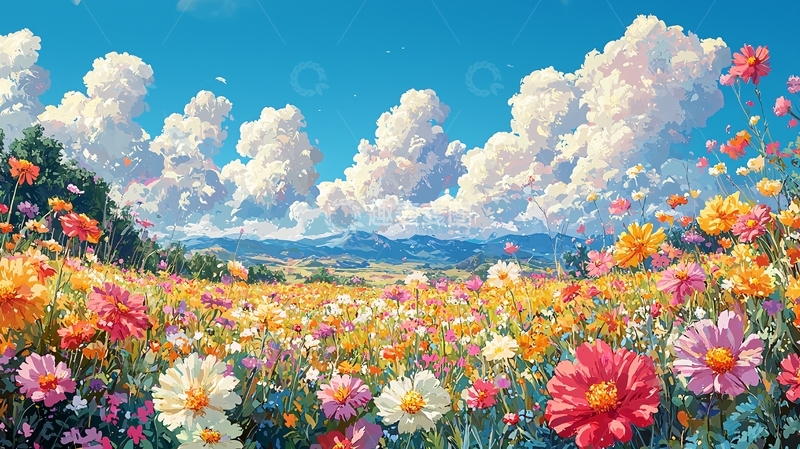 高清大图下载【趣麦麦图】阳光明媚花海田园