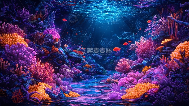 高清大图下载【趣麦麦图】梦幻绚丽的珊瑚礁海底世界