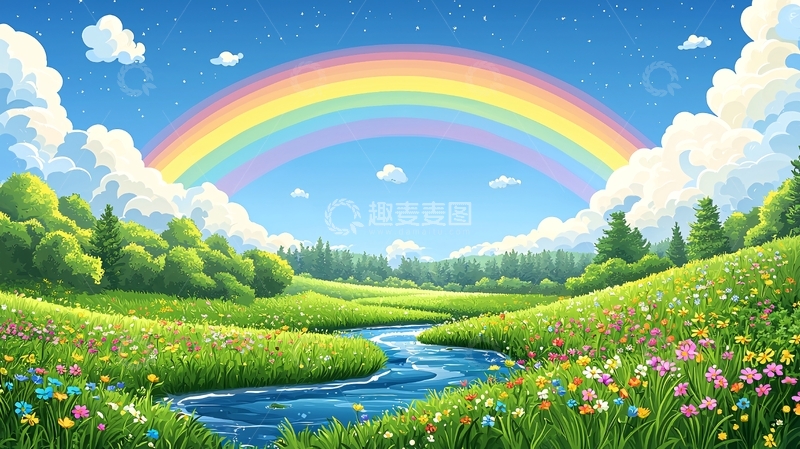 高清大图下载【趣麦麦图】田园风光彩虹