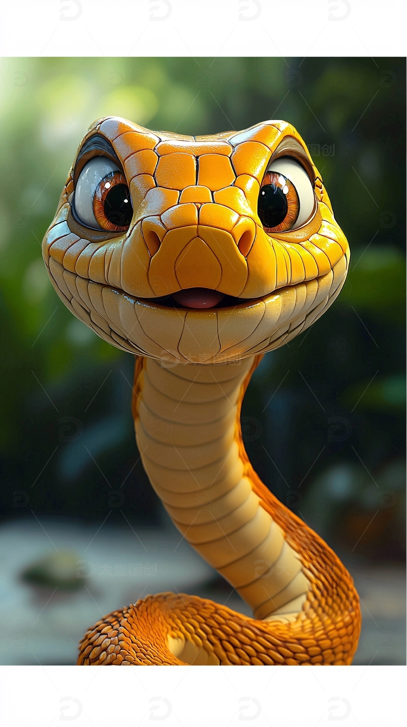 卡通风格蛇的特写