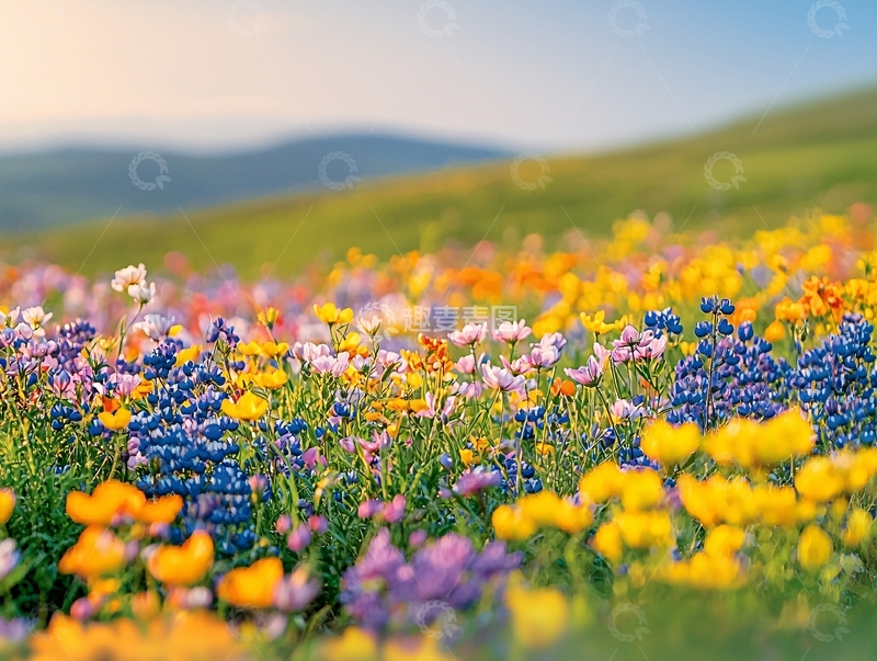 高清大图下载【趣麦麦图】鲜花盛开的山坡