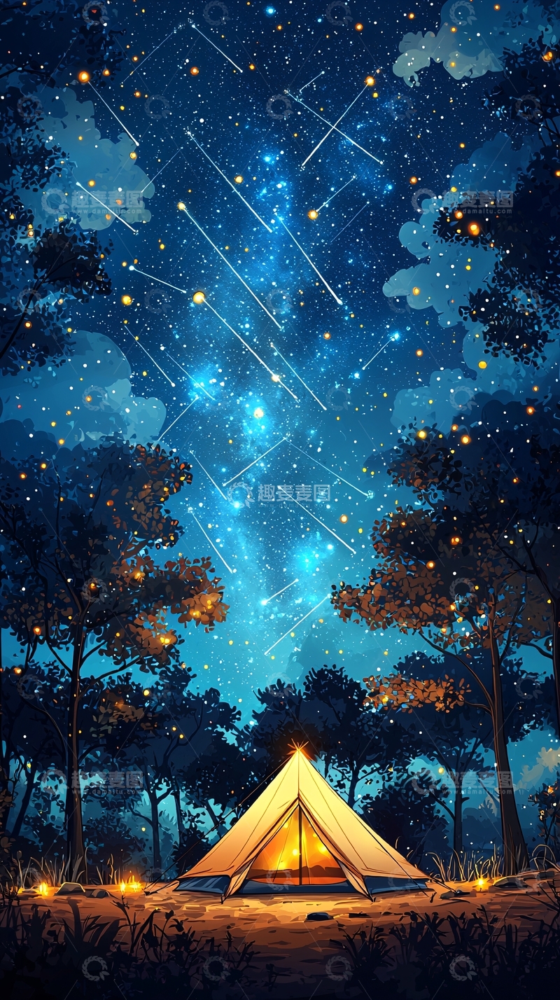 高清大图下载【趣麦麦图】星空下帐篷营地