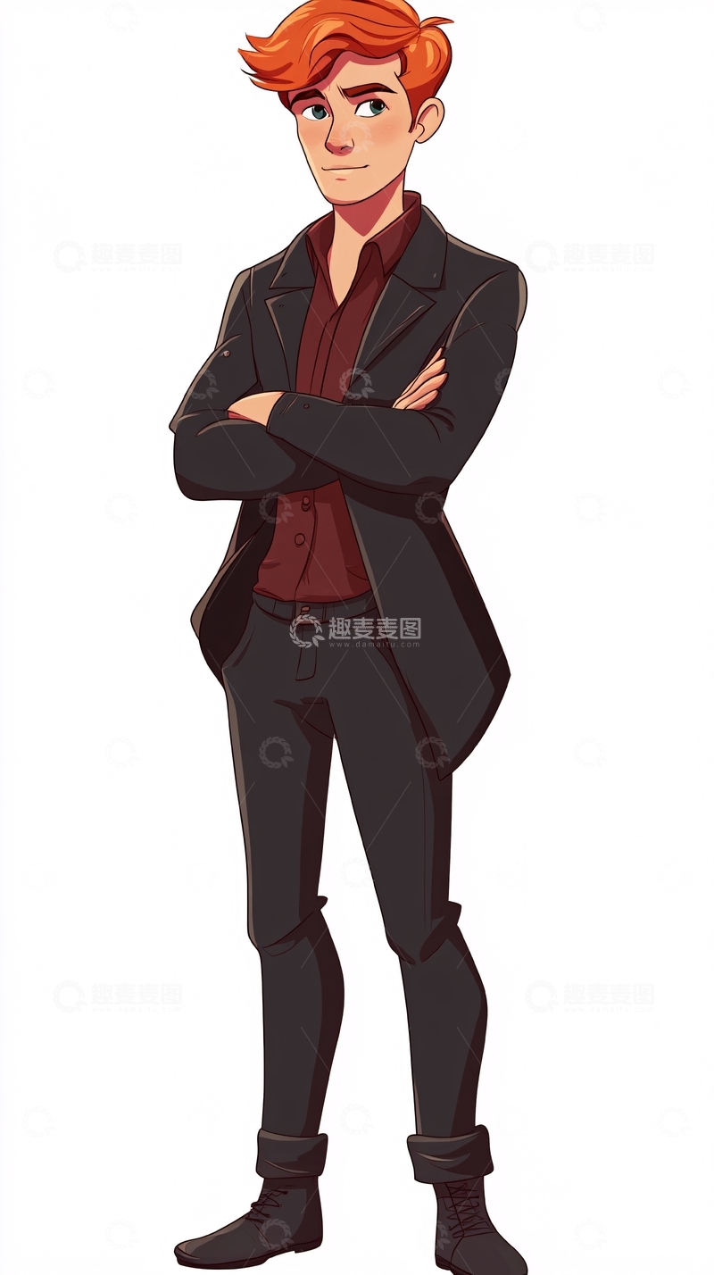 高清大图下载【趣麦麦图】红发少年西装照