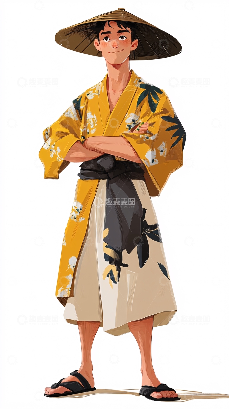 高清大图下载【趣麦麦图】穿着和服的亚洲年轻男子