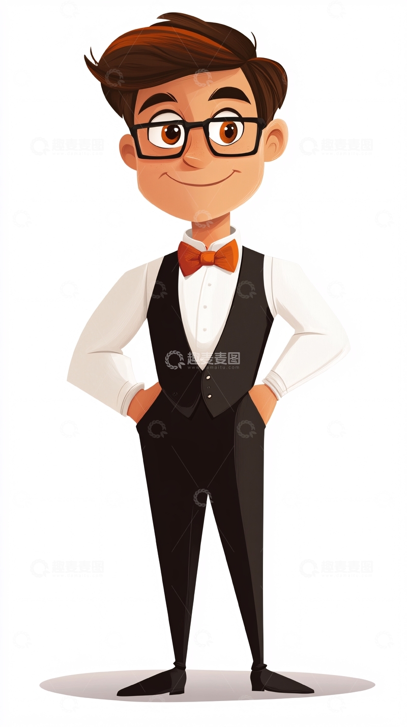 高清大图下载【趣麦麦图】戴眼镜的卡通男孩