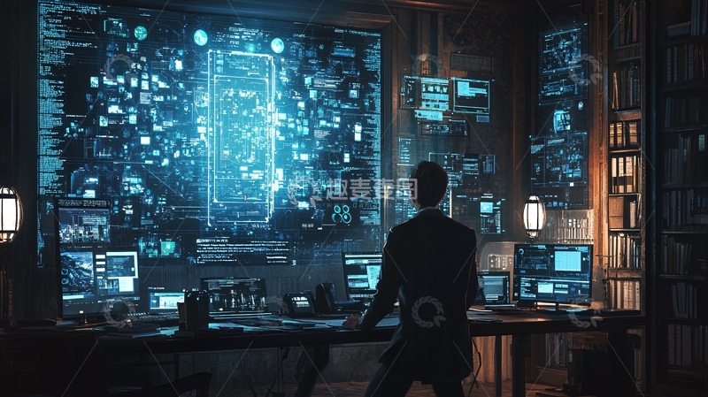 高清大图下载【趣麦麦图】科技感十足的监控室