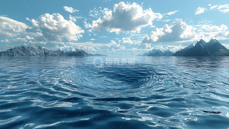 高清大图下载【趣麦麦图】平静水面漩涡山脉