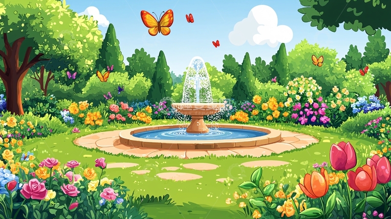 高清大图下载【趣麦麦图】卡通风格的花园